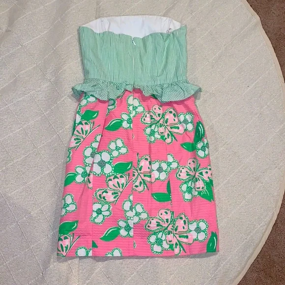 Lilly Pulitzer Peplum Seersucker Lowe Dress - Picture 4 of 6